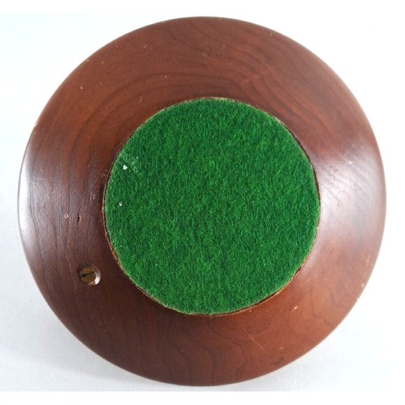 Vintage Wood Candle Holder W Finger Loop Handle Felt Bottom Colonial Pioneer - Picture 4 of 4